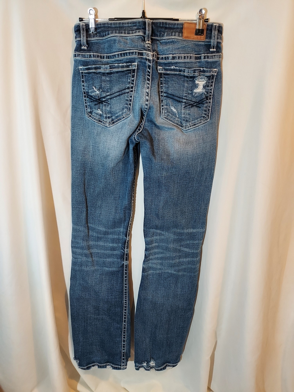 BKE Stella Slim Fit Scalloped Raw Hem Skinny Jeans Distressed Medium Wash 27 - Picture 2 of 9